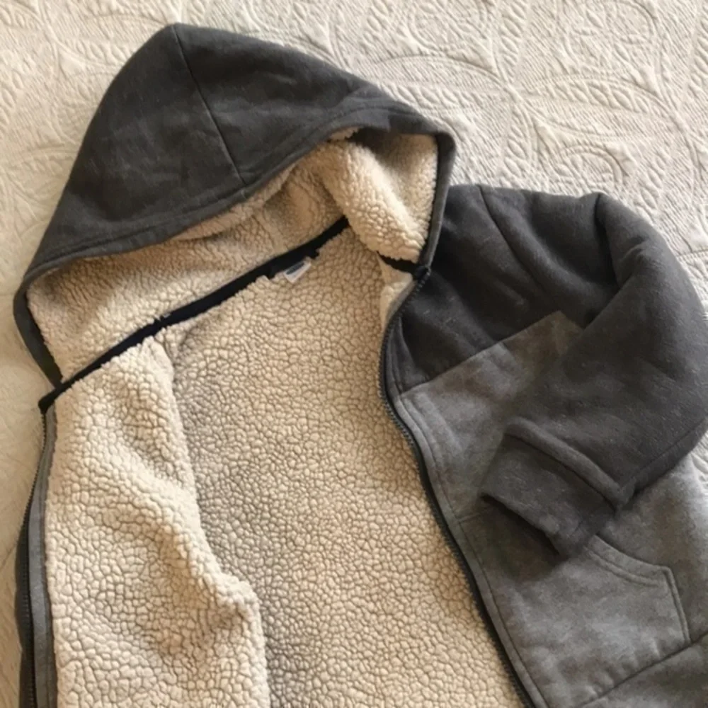 Old Navy Sherpa Hoodie Size S(6-7) Grey Color